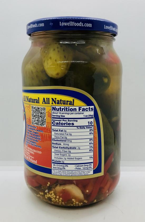 Lowell Polish Pickles Hot Peppers 890g.