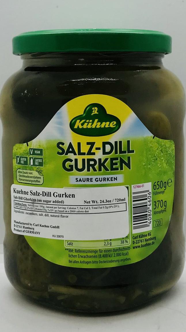 Kuhne Salz-Dill Gurken 650g.