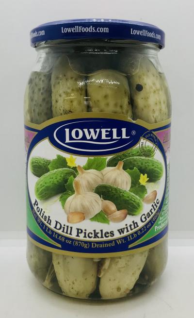 Lowell Dill Pickles w. Garlic 870g.