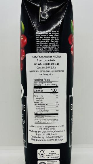 Cido Cranberry Nectar 1L.