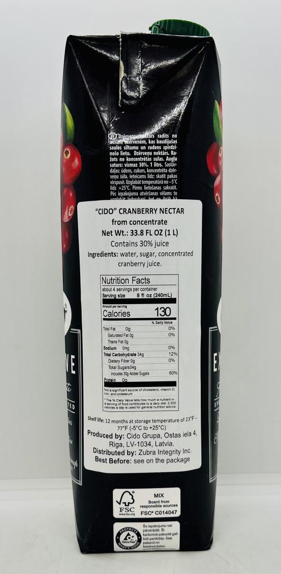 Cido Cranberry Nectar 1L.