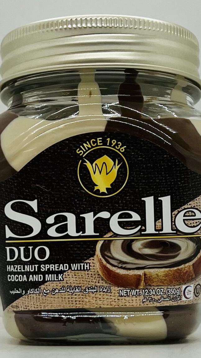 Sarelle Duo Hazelnut Spread w. Cocoa and Milk 350g.