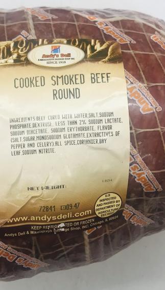 Andy's Deli Cooked Smoked Beef Round (lb.)