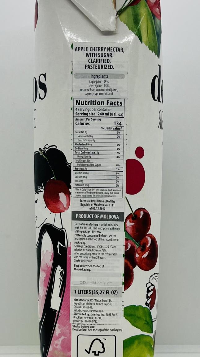 Delicios Apple-Cherry Nectar 1L.