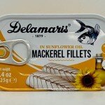 Delamaris Mackerel Fillets in Sunflower Oil 125g.