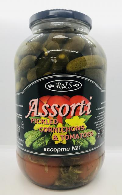 Reis Assorti Pickled Cornichons & Tomatoes 2L.