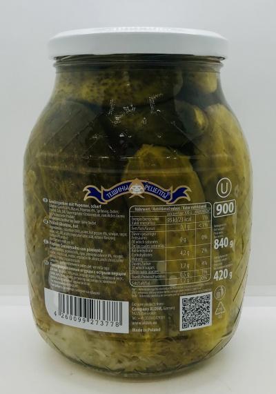 Teshini Retsepti Hot Cucumbers 840g.