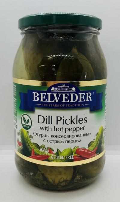 Belveder Dill Pickles w. Hot Pepper 850g.