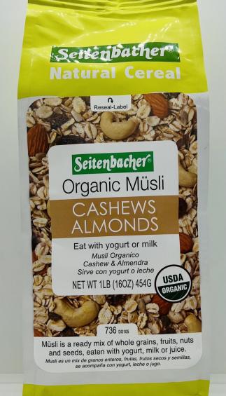 Seitenbacher Organic Musli Cashews Almonds 454g.