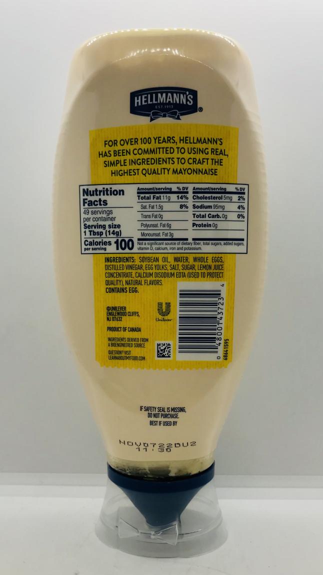 Hellmann's Real Mayonnaise 739mL.