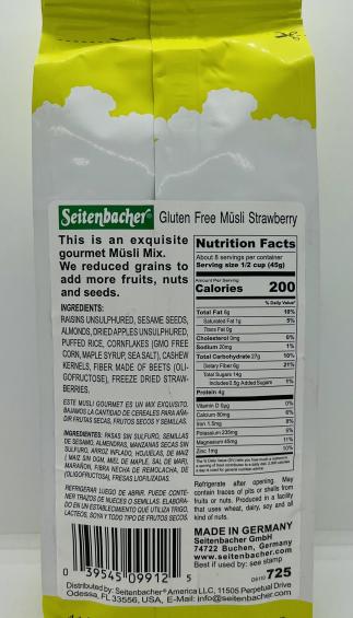 Seitenbacher Musli Strawberry 375g.