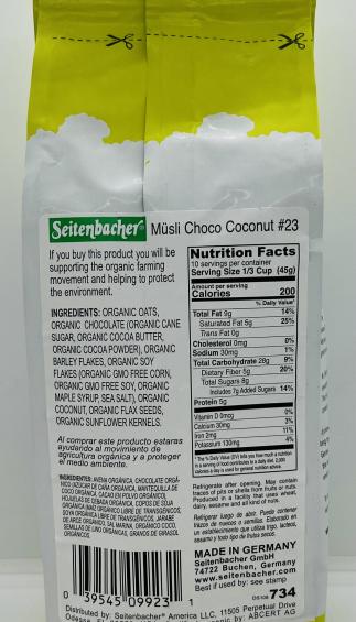 Seitenbacher Organic Musli Choco Coconut 454g.