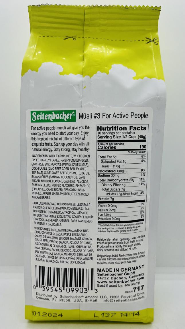 Seitenbacher Muesli For Active People 454g.