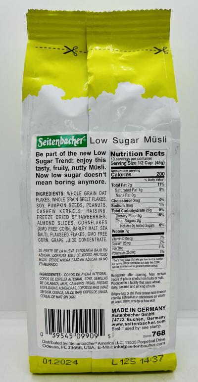 Seitenbacher Low Sugar Musli Strawberries 454g.