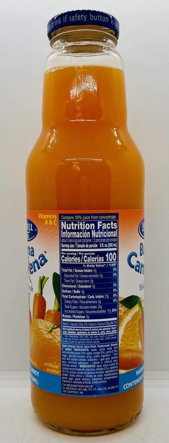 Lowell Orange & Carrot Juice 750mL.