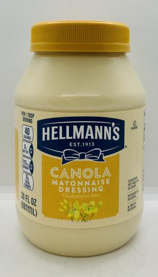 Hellmann's Canola Mayonnaise Dressing 887mL.