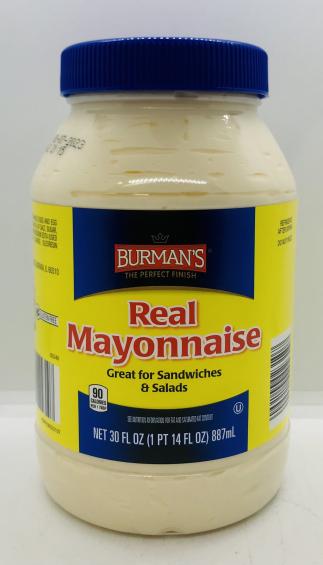 Burman'S Real Mayonnaise 887mL.