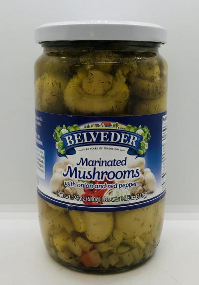 Belveder Mushrooms w. Onion and Red Pepper 680g.