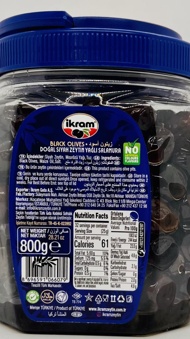 Ikram Premium Black Olives 800g.