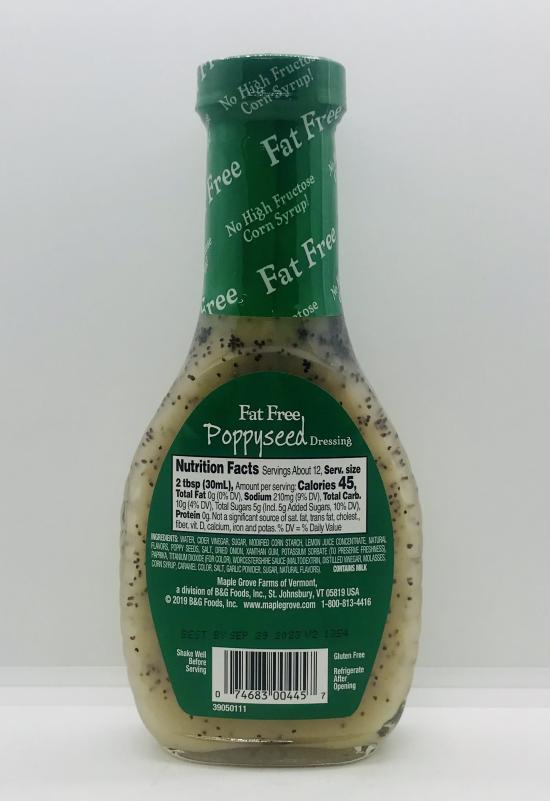 Maple Grove Farms of Vermont Poppyseed 237mL.