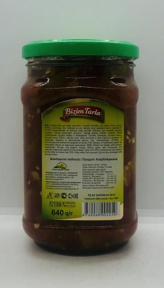 Bizim Tarla Sliced Hot Pepper w. Tomato 640g.