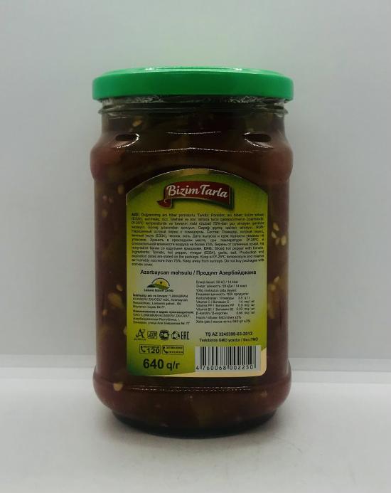 Bizim Tarla Sliced Hot Pepper w. Tomato 640g.