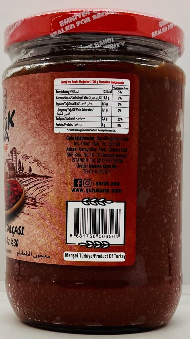 Yoruk Ana Tomato Paste 650g.