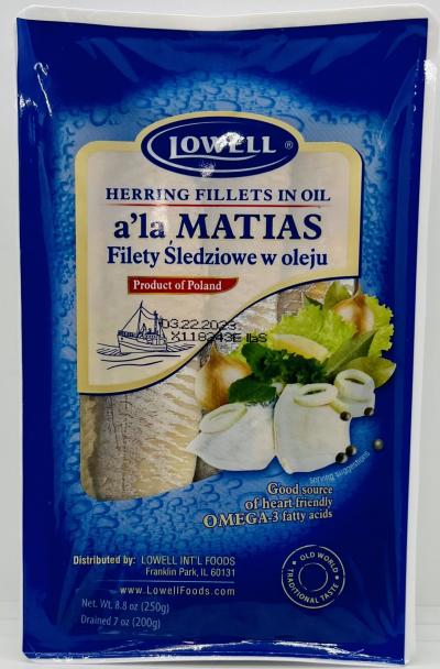 Lowell Herring Fillets in Oil 250g.