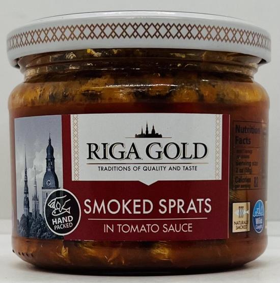 Riga Gold Smoked Sprats in Tomato Sauce 250g.