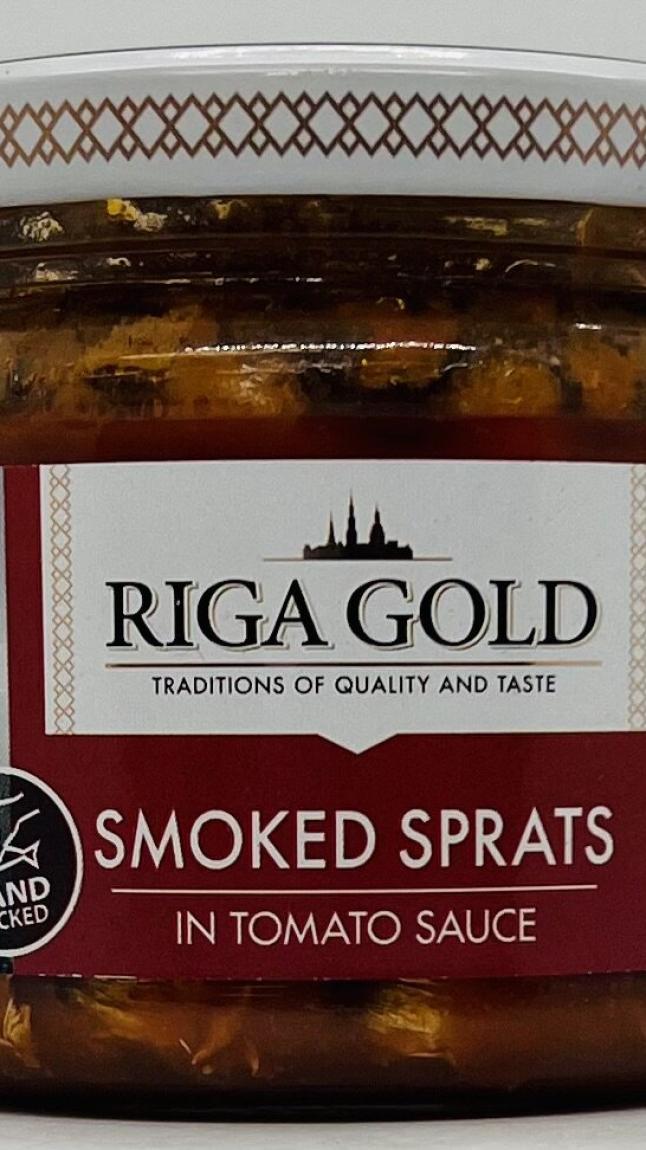 Riga Gold Smoked Sprats in Tomato Sauce 250g.