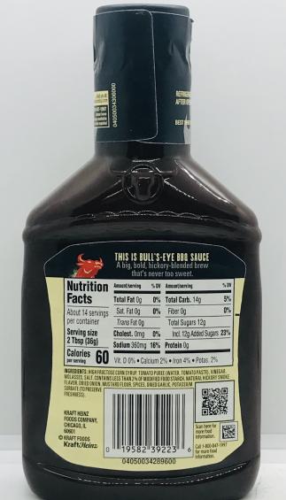 Bulls Eye BBQ Sause 510g.