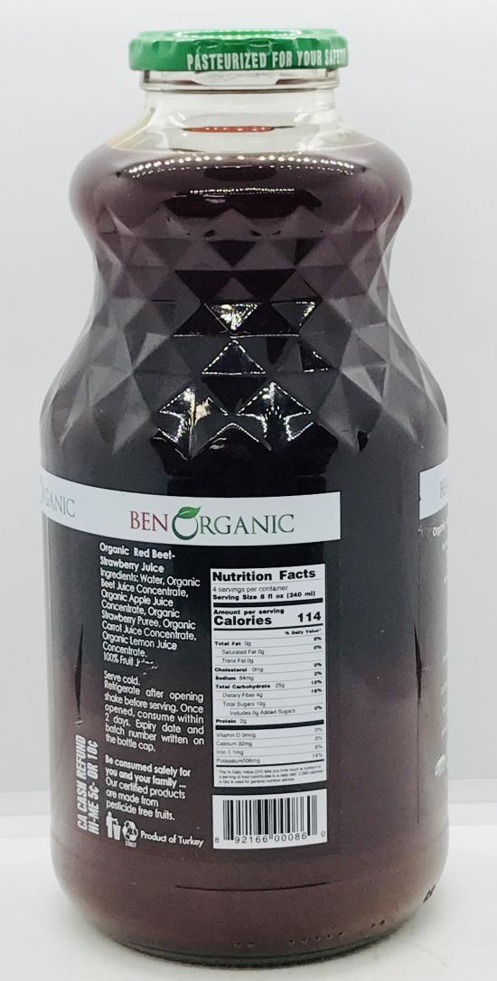 Ben Organic Red beet Strawberry 946ml.