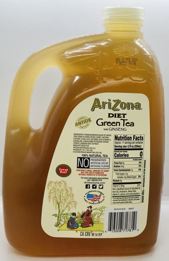 AriZona Diet Green Tea 3.78L.