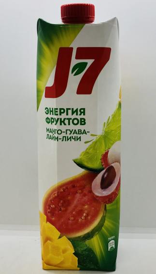 J7 Mango Guava Lime and Litchee Juice Drink With Pulp 0.97L.