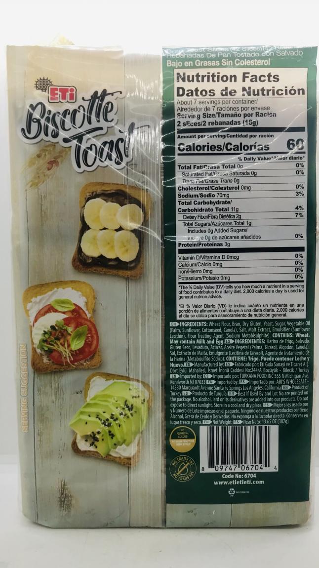 Eti Biscotte Toast 387g.