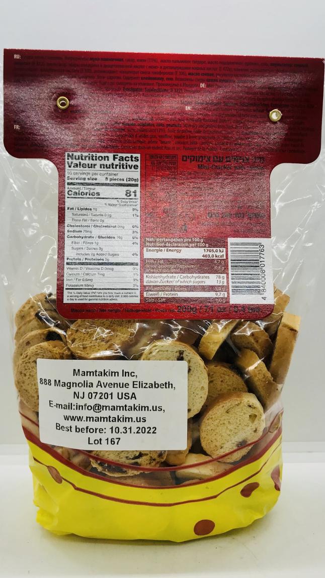 Franzeluta Mini Crackers w. Raisins 200g.