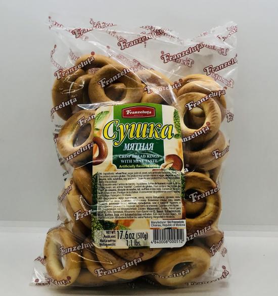 Franzeluta Crisp Bread Rings & Mint Taste 500g.