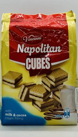 Vincinni Napolitan Cubes with Milk and Cocoa Cream Filling 250g