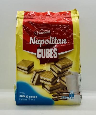 Vincinni Napolitan Cubes with Milk and Cocoa Cream Filling 250g