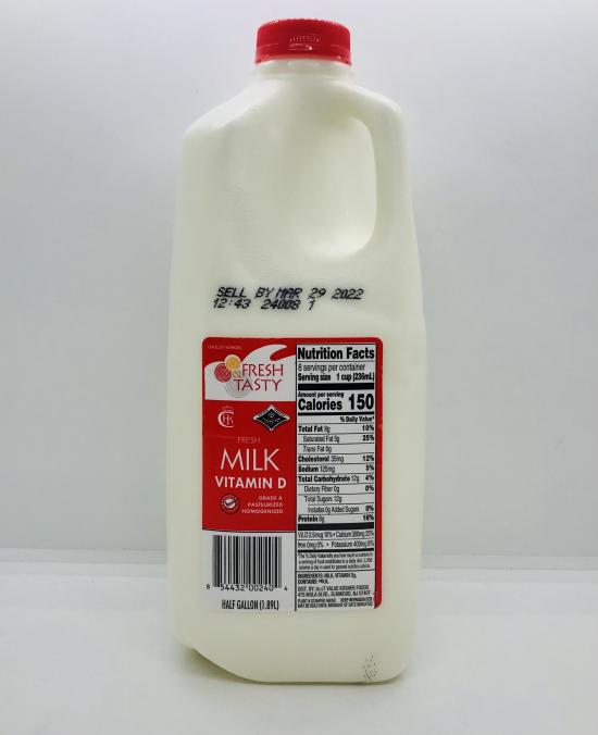 F&T Fresh Milk vitamin D Half gallon