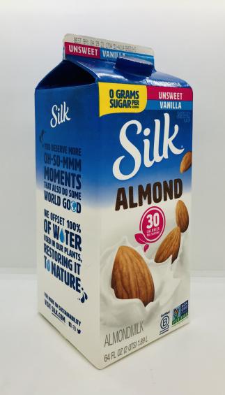 Silk Almondmilk 30 Calories per serving Unsweet Vanilla Half gallon