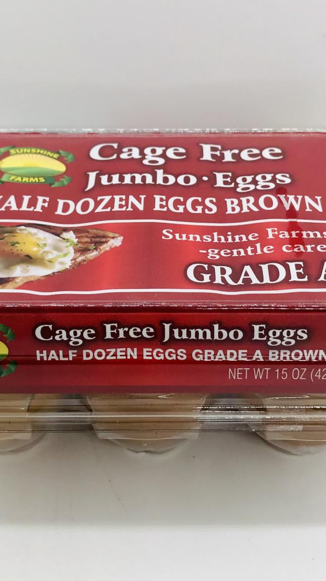 Sunshine Cage Free 6 Eggs Jumbo