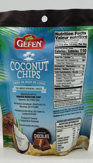 Gefen Coconut Chips Choco 40g.