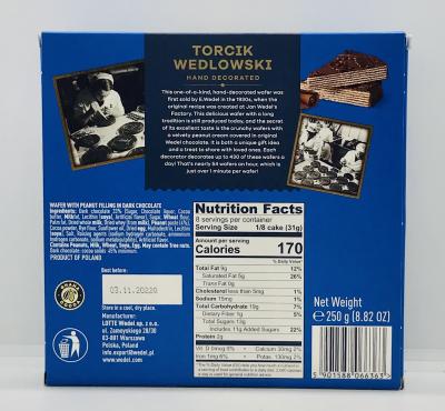 E.Wedel Torcik Wedlowski Wafer W Peanut Filling in Dark Chocolate 250g.