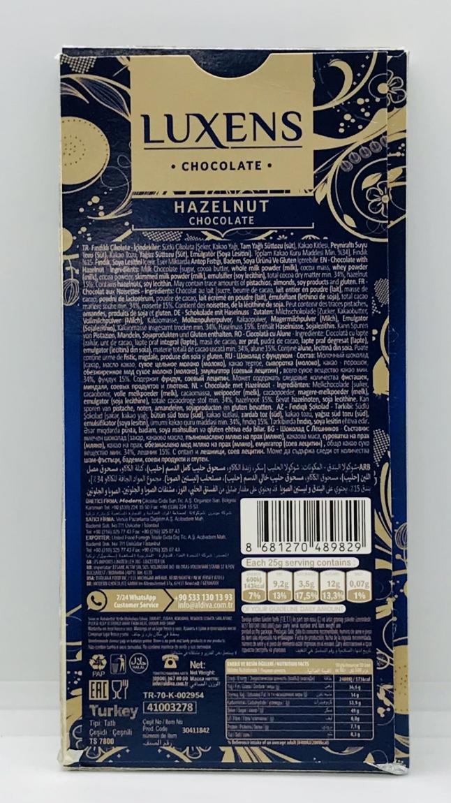 Luxens Chocolate Hazelnut 80g.