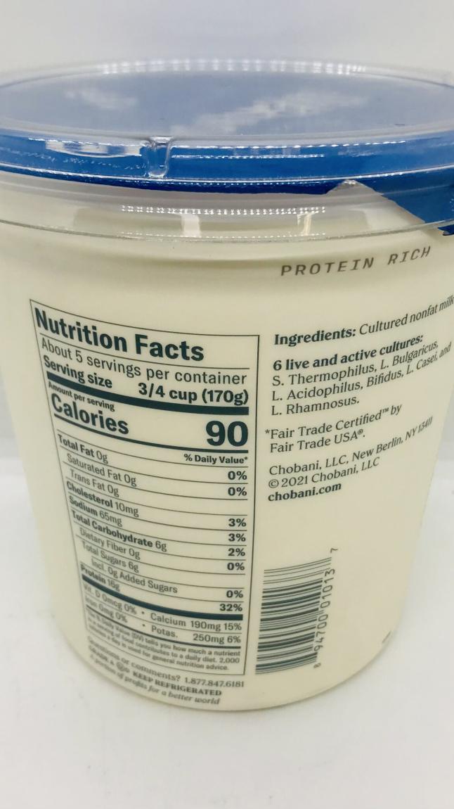 Chobani Greek Yogurt Non-fat plain 2Lb