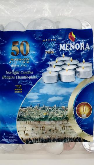 Menora Tea-Light Candles Bougies Chauffe-plats 50pcs