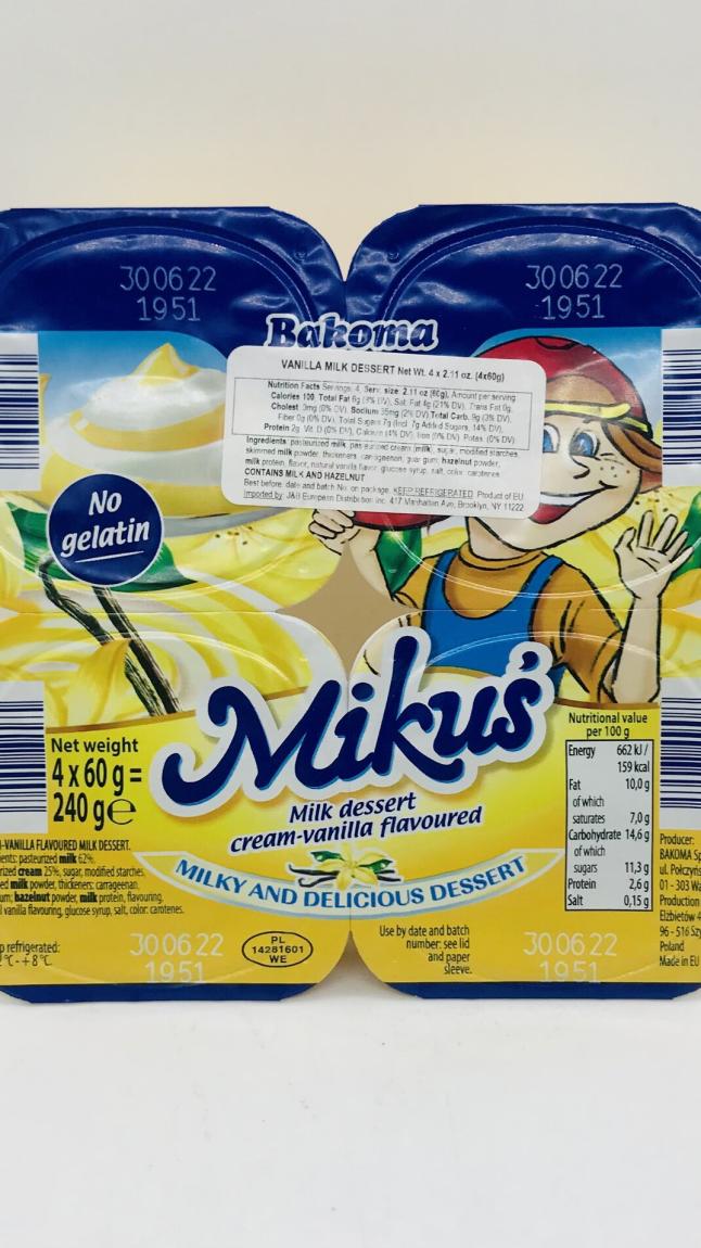 Bakoma Mikus Vanilla Milk Dessert 4PK 240g