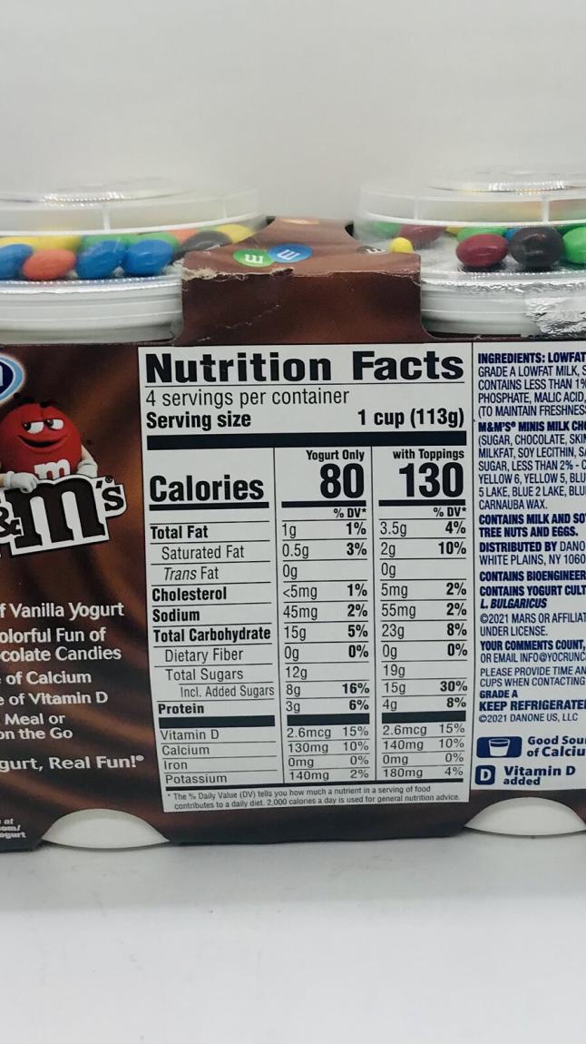 Yo Crunch M&M's Lowfat yogurt Vanilla 16 OZ