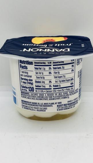 Dannon peach lowfat yogurt 5.3 OZ